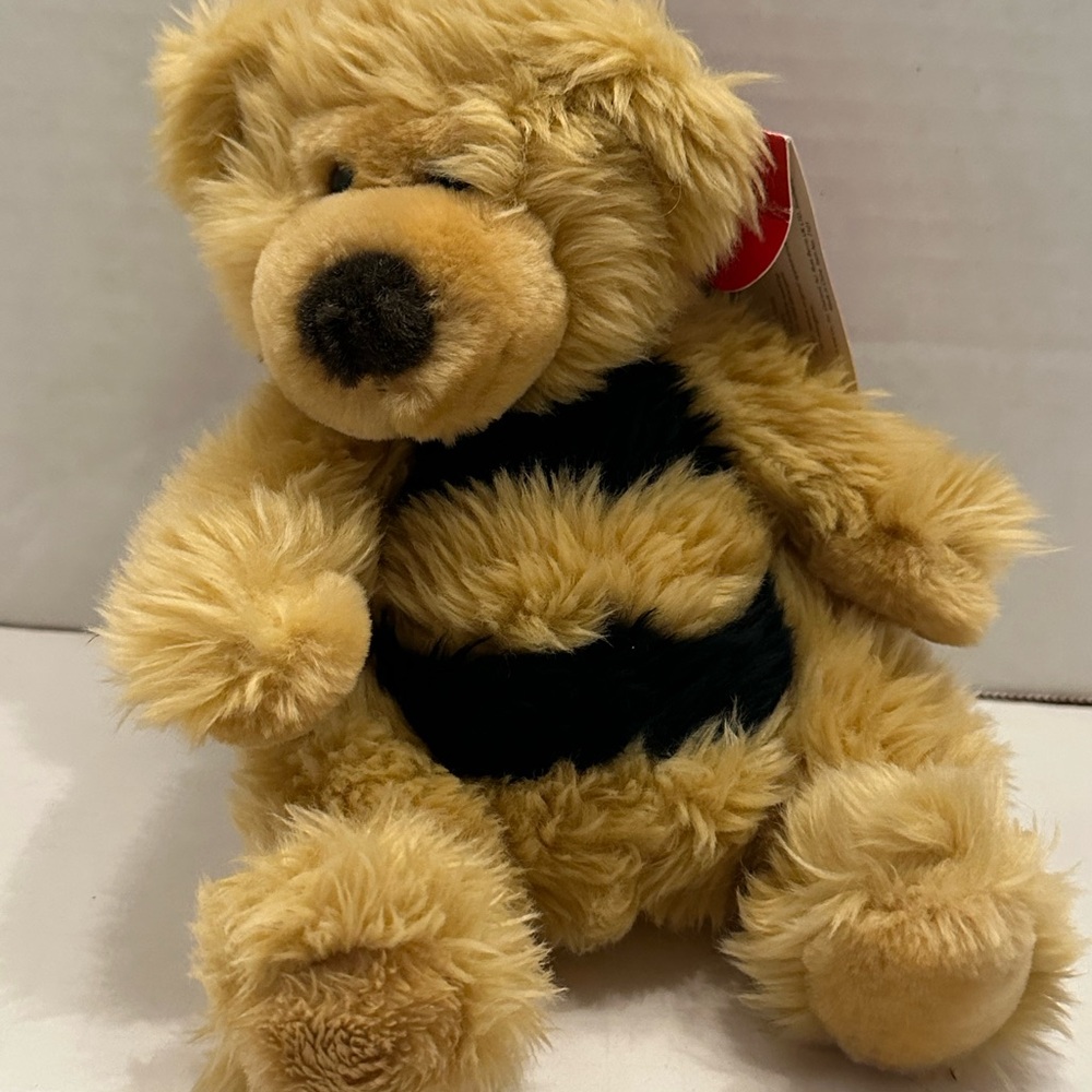 Russ Berrie Tan and Black Stuffed Bear in Bee Costume Heart Antennas